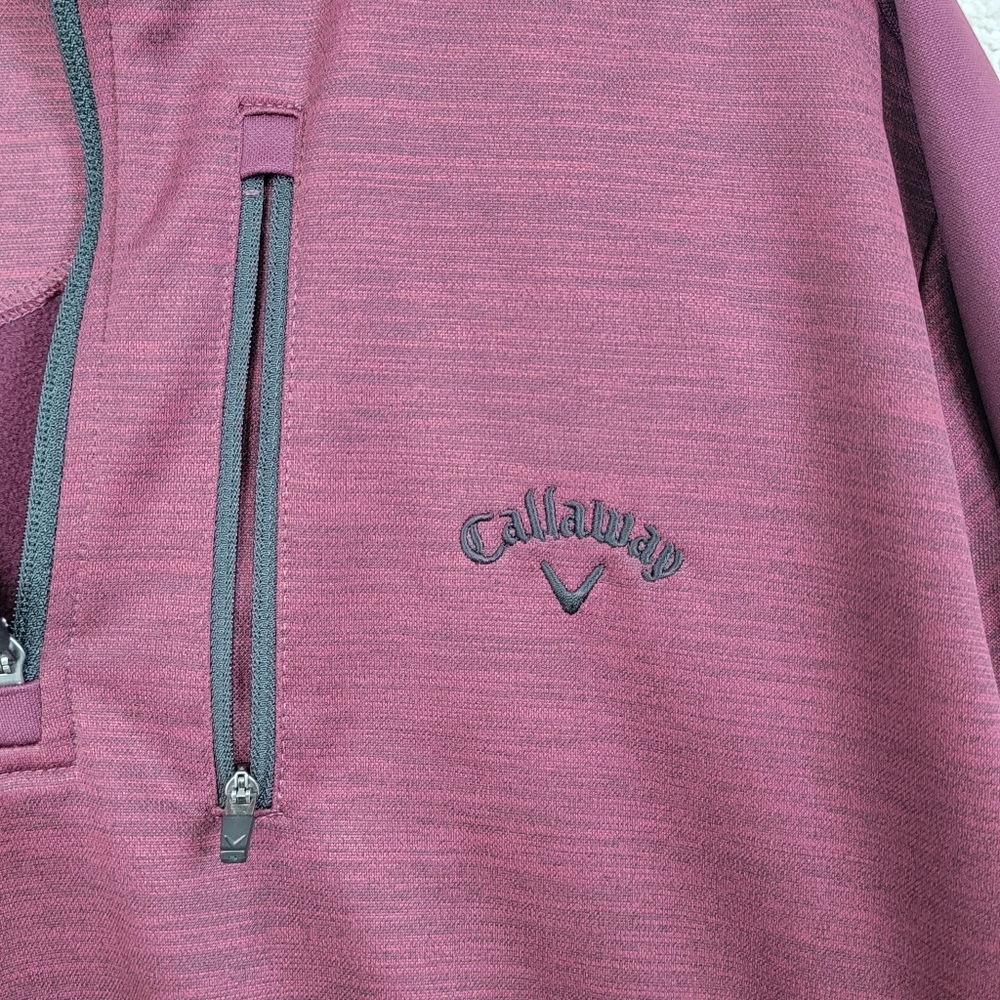 Callaway Black Fig Heather Long Sleeve Golf UPF 50 1/4 Zip Pullover Sz L - Picture 8 of 13